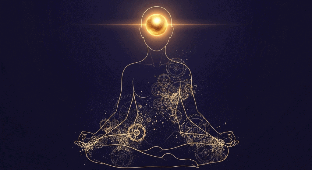 A conceptual image answering **what is meditation** by showing A person who is meditating